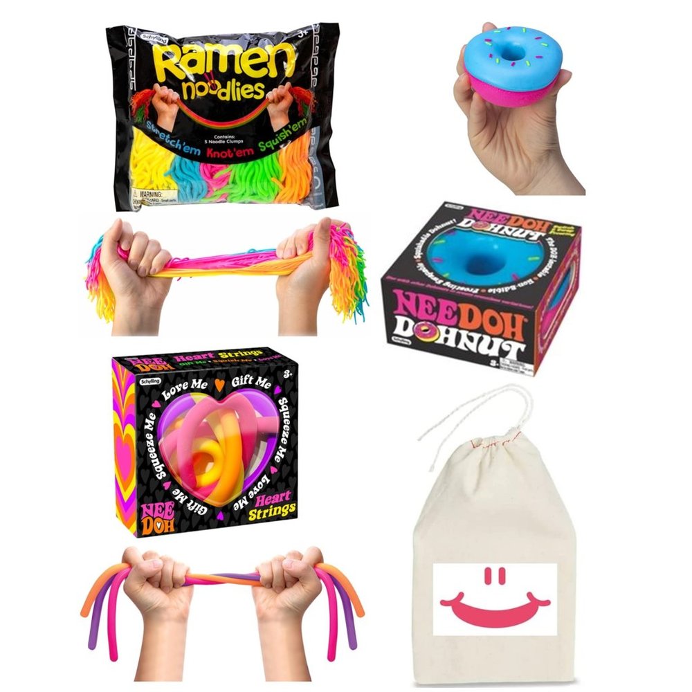 Nee-Doh Squeeze Squeezy 1Heart Strings- 1Ramen Noodlies- 1 Dohnut Switch & Swap